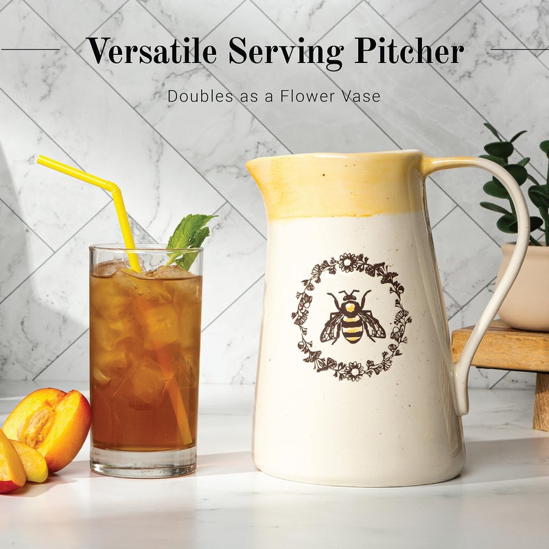 Young's Inc. Ceramic Water Pitcher - Large Serving Pitcher for Iced Tea, Coffee, and Cold Drinks - Ideal for Family Gatherings, Dinner Parties, and Brunches - 7" x 4.75" x 9.5" - Bee - Image 4